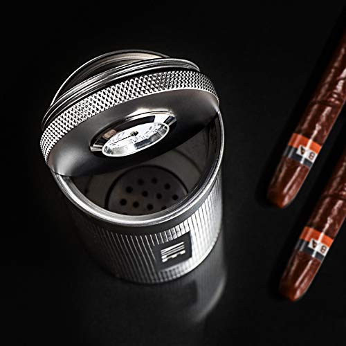Aile Cigar Stainless Steel Humidor Silver Travel Cigar Case Tube For 3 To 4 Cigars, Portable Cigar Case, Cigar Hygrometer, Great Gift For Lover #TOP4