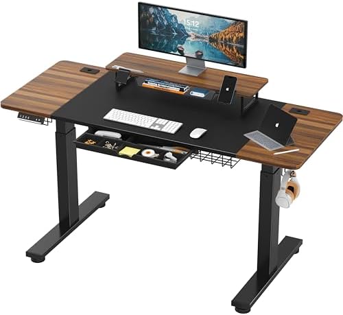 SHW 62-Inch Electric Height Adjustable Standing Desk with Monitor...