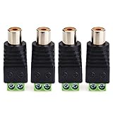 MOBOREST RCA to Speaker Wire Adapter, Solderless Female RCA Connector to AV Screw Terminal, Audio Video Speaker Connectors for CCTV Camera, Amplifier and Subwoofer (4 Pack)