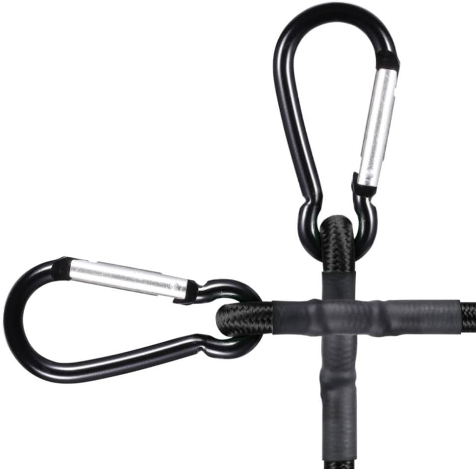 Yuxh 100" Bungee Cord with Carabiner Hooks Black 2Pcs