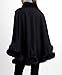 Cape-3-Ply Thick Cashmere Cape Coat with Fox Fur Trim for Women-Poncho-shrug-blanket-ruana-caplet-coat-cashmere cape