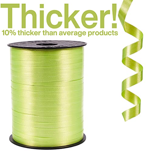 Image of PartyWoo Lime Green Ribbon - 500 Yard Curling Ribbon for Crafts, Balloon String, Gift Wrapping, Florist Flowers (1 Roll)
