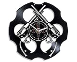 Birthday Gift for Boyfriend Pistol Home Decor Pistol Wall Clock Handmade Wall Clock Vintage Vinyl Re