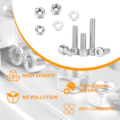Tooinkcv SRSMSD048 540 Pcs M2.5 Screws And Nuts And Washers Set, Metric Hex Socket Head Cap Screws Nuts Washers Kit, Stainless Steel Bolts And Nuts Kit, Machine Screws Assortment Kit, Fully Threaded Hex Nuts And Bolts thumb #2
