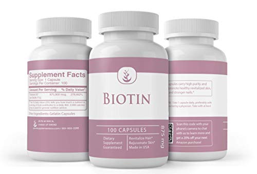 image for Pure Organic Ingredients Biotin (100 Capsules, 875,000 mcg Serving) fo