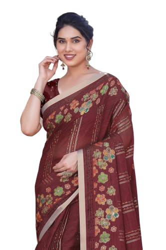 Image of MIRCHI FASHION Saree for Woman Cotton Blend Geometric Printed | Polished Professional Office Wear and Regular Daily Sari with Blouse Piece