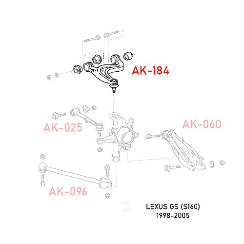 Godspeed AK-184-A Adjustable Rear Camber Arms With Spherical Bearings, Set of 2, compatible with Lexus GS300/GS400/GS430(S160) 1998-05 - Thumbnail 6