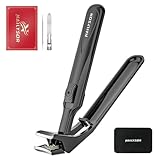 Upgrade Long Handled Toenail Clippers for Seniors with Safety Lock, Large Toe Nail Clippers for Thick Nails for Men Women, Wide Opening Fingernail Clippers with Catcher Sharp Nail Cutters (Black)
