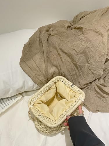 Image of Afashor Straw Clutch Purse for Women Summer Beach Woven Evening Bag Dumpling Casual Shoulder Handbag