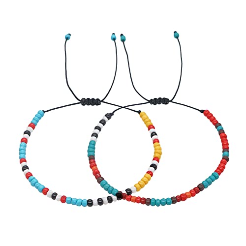 Image of JAYUMO Multicolor Handmade Beaded Adjustable Bohemia Friendship Charm Bracelets for Women Girls