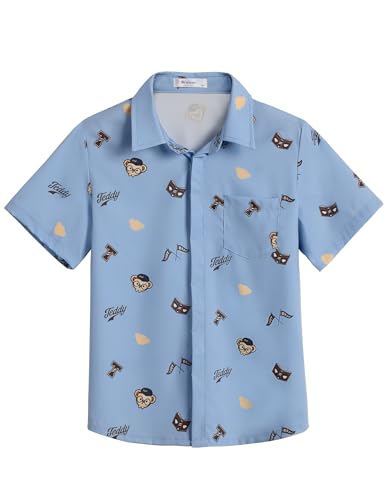 Image of Arshiner Boys Short Sleeve Dress Shirts Solid Button Down Shirts | formal Uniform School Shirt, for 4-12 Years, Hidden Buttons, with Chest Pocket, Regular Fit, Summer Tee top for Kids