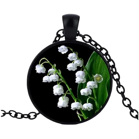 Lily of The Valley Photo Cabochon Glass Chain Necklace,Charm Creative Women Pendants Fashion Jewelry Accessory,Friend Gifts Cover