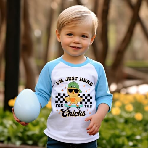 Image of Boys Easter Shirt Toddler Easter Egg Hunt Chick Graphic Tees Raglan Easter Clothes Outfit for Children 2-7 Years