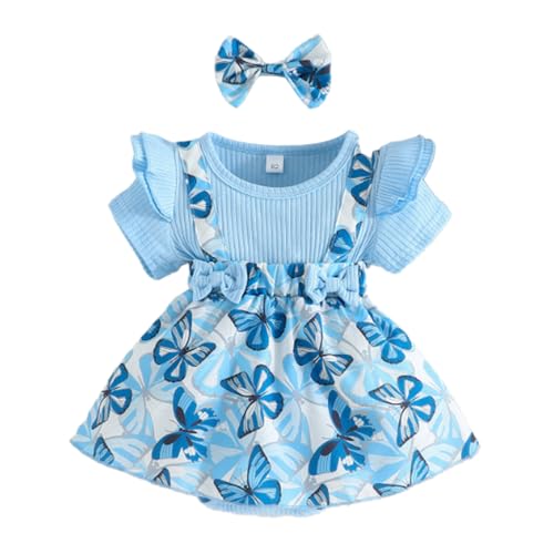 JiAmy Neugeborenes Baby Mädchen Kleidung 2tlg Rüschen Kurzarm Strampler...