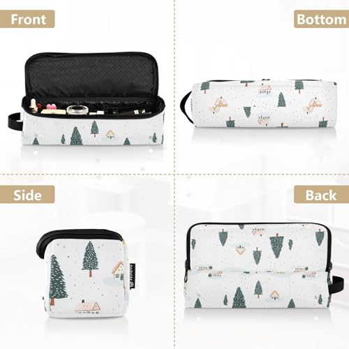 Bolsa de viaje resistente al calor con diseño de árboles de abeto nevados para herramientas de cabello como planchas y rizadores, organizador portátil miniatura 5