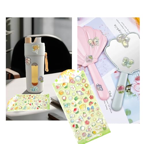 3D Cute Stickers Cartoon Butterfly Flowers Green Fruit Puff Stickers Kawaii Mini Puffy 3D Reusable Puffy for Scrapbooks Planner Journals Laptops Phone Case Decoration - Thumbnail 5