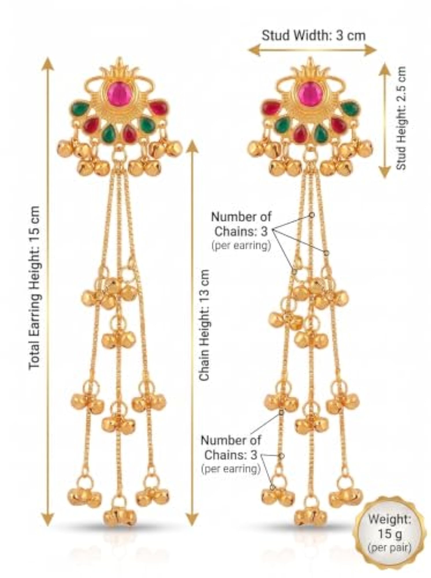 Women's Traditional Kashmiri Long Chain Dangle Earrings