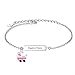 Produktbild lonfenner ArmbanduhrMode Schöne 925Er Sterling Silber Verstellbare Schnalle Kette Armband Girls Kids Rosa Emaille Auto Bettelarmband Schmuck Geschenk