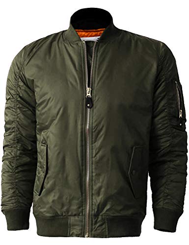 Shaka Wear Men's Flight Jackets – Casual MA-1 Bomber Coat Windbreaker Full Zip Fully Lined Regular and Bigs S~3XL2