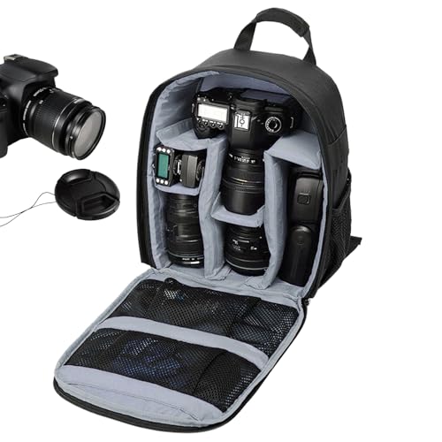Générique Sac À Dos Pour Appareil Photo Reflex - Sacoche Compacte pour Caméra Sans Miroir - Pochette Organisatrice Multifonction DSLR avec Fermeture...
