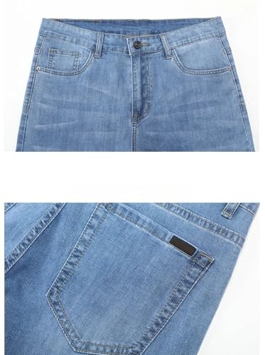 Men Thin Jeans Straight Slim Stretch Breathable Trousers Casual Vintage Denim Pants3