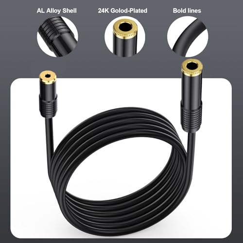 Cable de audio estéreo Jack 3.5mm a 6.35mm 1.65 pies miniatura 3