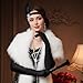Nydotd 1920s Great Gatsby Accessories Set for Women Flapper Accessories Fashion Roaring 20s Costume Feather Headband Gloves Pearl Necklace Lace Fan