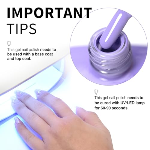 Image of CANNI 9ml Light Purple Gel Nail Polish, High Gloss UV LED Soak Off Gel