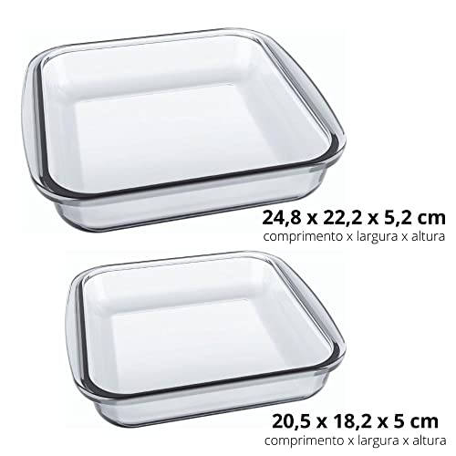 Conjunto Assadeiras Quadradas Marinex Vidro - Kit 2 Unidades