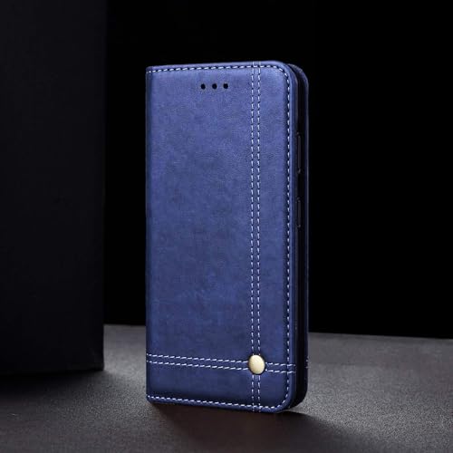 Image of Pikkme Motorola G84 5G Flip Cover | Strong Magnetic Closure | Genuine PU Leather Finish | Wallet Style with Inbuilt Pocket & Stand | Premium Look Magnetic Flip Case (Blue)