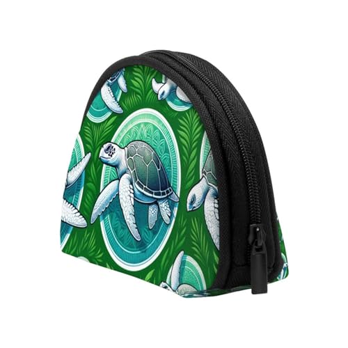 Portable Coin Purse Sea-Turtle-Green Mini Zippered Money Pouch Card Holder4