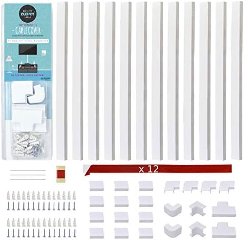 Cable Management On Wall Cover Raceway, 200 Inches - Protect & Organize TV Cable, Wires, & Cords - Concealer for Home, Work, or Office - Adheres with Adhesive or Screws - Paintable