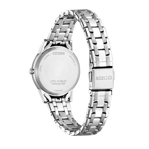 Image of CITIZEN Ladies Eco-Drive Dress Classic Watch, Silver-Tone Stainless Steel Bracelet, White Dial, 3 Hand, Date (Model: FE1240-57A)