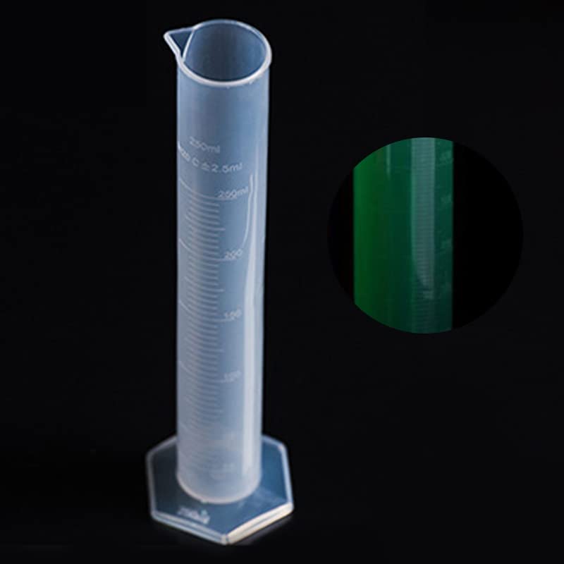 Clear PP Scaled Measuring Cylinder 250ml, and Alkali Resistant, Easy Read Spout Design for Industrial and Home Experiments (250ml)
