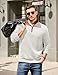 COOFANDY Mens Quarter Zip Pullover Mock Neck Quilted Sweatshirt Casual Long Sleeve Polo Sweater (White, Large)