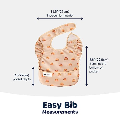 Tiny Twinkle Mess-Proof Baby Bibs for Mealtime – Waterproof, Wipeable Toddler Bibs – Travel-Friendly – Free from PFAS, PVC, BPA, and Phthalates – (3 Pack, Boho)