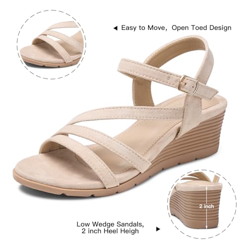 Image of SHIBEVER Wedge Sandals for Women Dressy: Comfortable Low Heel Sandal