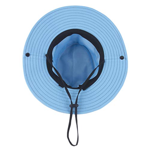 Womens Summer Sun Hat Outdoor Uv Protection Foldable Wide Brim Bucket Ponytail Hats Beach Safari Fishing Cap Blue #TOP2