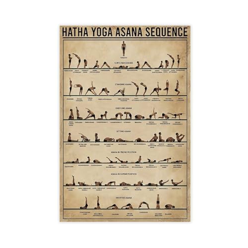 AUHUE Hatha Yoga Asana Art Print Poster 12x18in