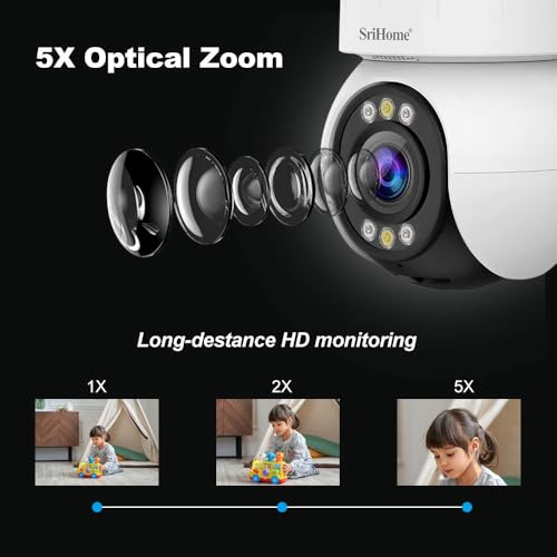 Image of Srihome SH046 4MP QHD 2560 * 1440p 5X Optical Zoom WiFi IP Camera WiFi Indoor Home Security CCTV Camera Pan & Tilt 2 Way Talk Color Night Vision Motion Detection Supports MicroSD Card Upto 128GB