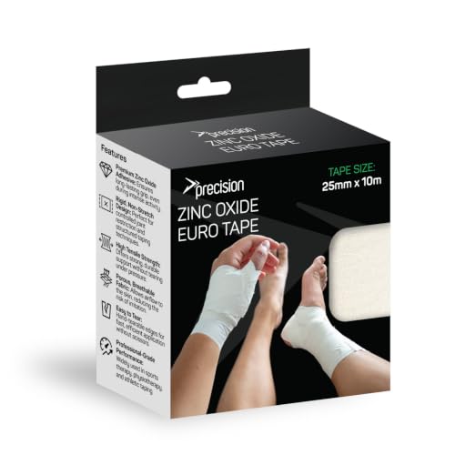 Image of Precision Zinc Oxide Euro Tape, Rigid Sports Strapping, White, 25mm x 10m