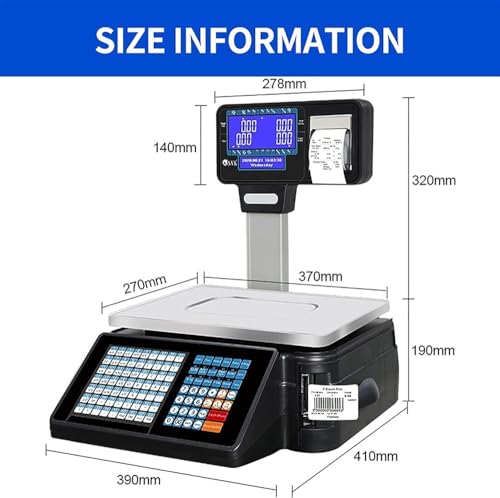 Báscula electrónica comercial con impresora y doble pantalla miniatura 6