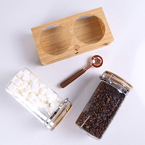 Kkc Large Glass Storage Jars With Spoon,Glass Coffee Bean Storage Containers,Airtight Sealed Jar Canisters Bamboo Lids With Scoop For Coffee Bean,Ground Coffee,Brown Sugar,Nuts,Loose Tea,40 Floz X 2 + Scoop (Rack) } #TOP4