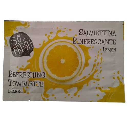 Detershoponline - 500 Salviettine rinfrescanti al limone imbustate singolarmente 12,5x19 cm in tnt