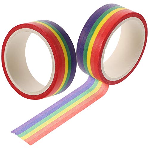 NUOBESTY 2 peças de fitas Washi de cor arco-íris, fita adesiva, adesivos decorativos de orgulho gay,