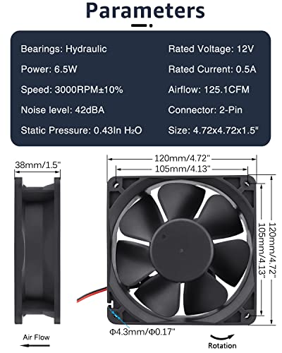 Gdstime 12V 120Mm X 38Mm High Speed Dc Brushless Cooling Fan #TOP3