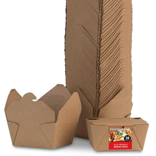 Stock Your Home Take Out Food Containers Microwaveable Kraft Brown Take Out...