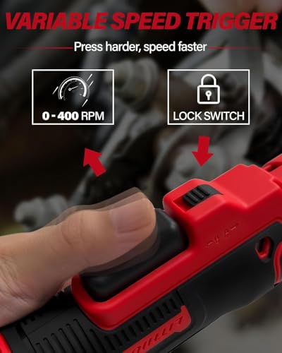 3/8" Cordless Ratchet Wrench for Milwaukee 18V Battery, 45 Ft-lbs(60 N.m) Power Electric Ratchet Tool Kit, Variable Speed Control, 7 Sockets, 1/4"Adapter & 3" Extension Bar (Tool Only) — view 3