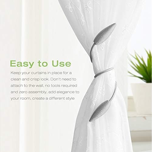 Curtain Tiebacks, Curtain Holdbacks Clip Ropes Curtain Holder Buckles Silver Gray 2 pcs, Curtain and Blind Accessories