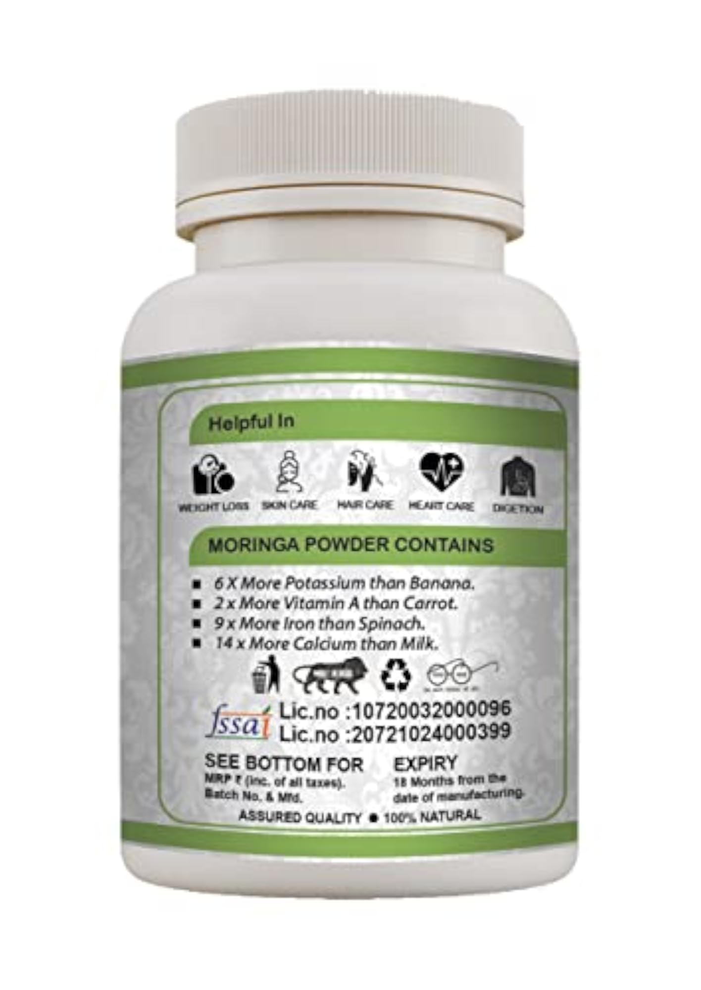 100% Moringa Powder, Superfood for Health and Wellness